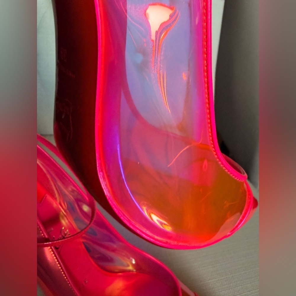 Christian Louboutin Debout Condorapik 100 Hot Pink Vinyl Patent Leather Pump 39 - Picture 9 of 12